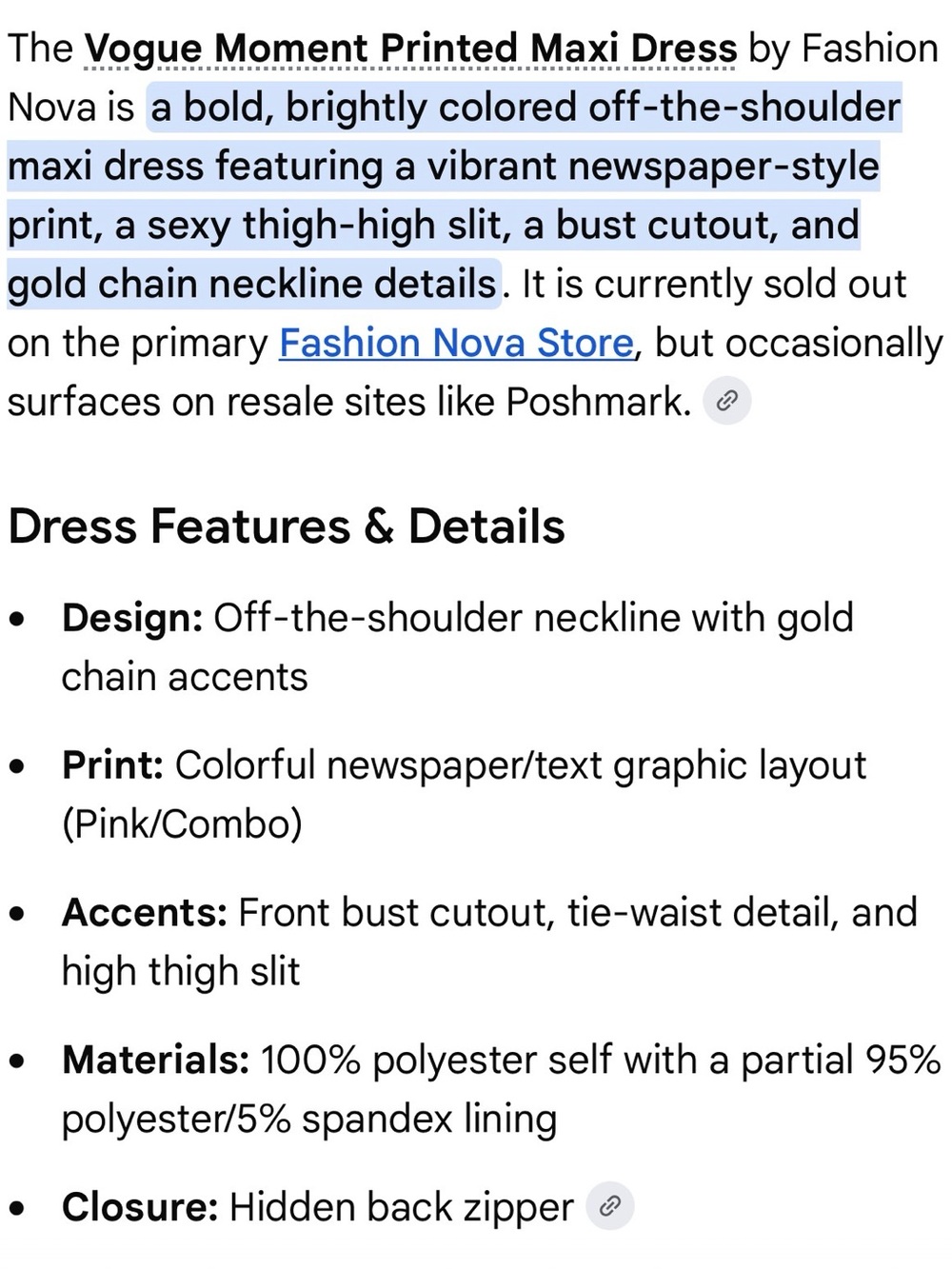 Fashion Nova NWT vogue moment printed maxi dress 3XL - Picture 8 of 10